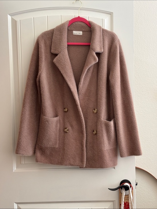 BE COOL Jackets & Blazers - Reiss Plush Teddy Double-Breasted Jacket in Mauve